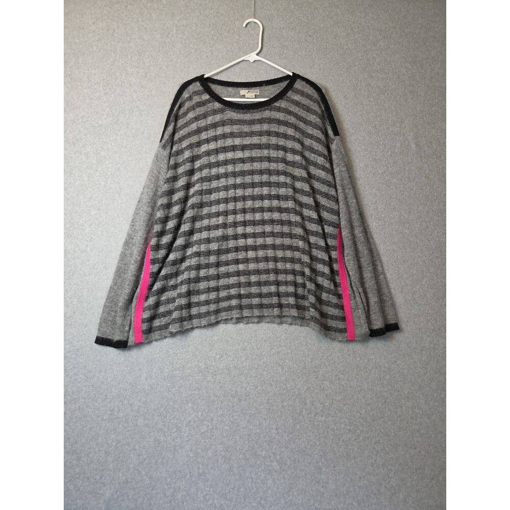 LABEL+thread Baby Alpaca Wool Gray Striped LS Knit Relaxed Fit Sweater Women's L